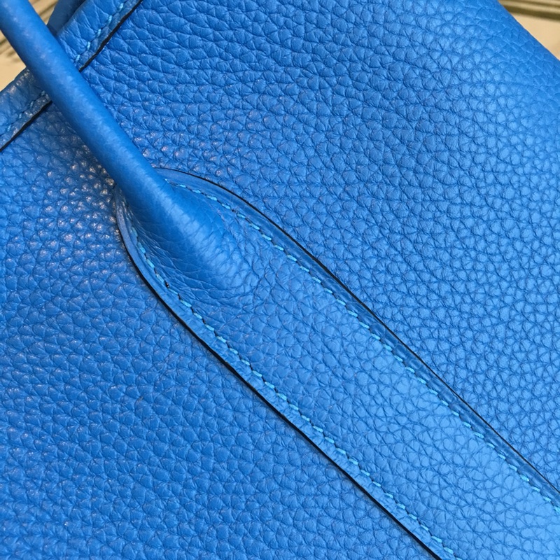 Hermes Garden Party 36cm Tote Handbag In Blue Clemence Leather